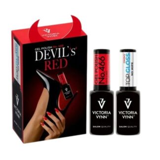 Pack gel polish 466 devil's red+ top oh my gloss 8ml
